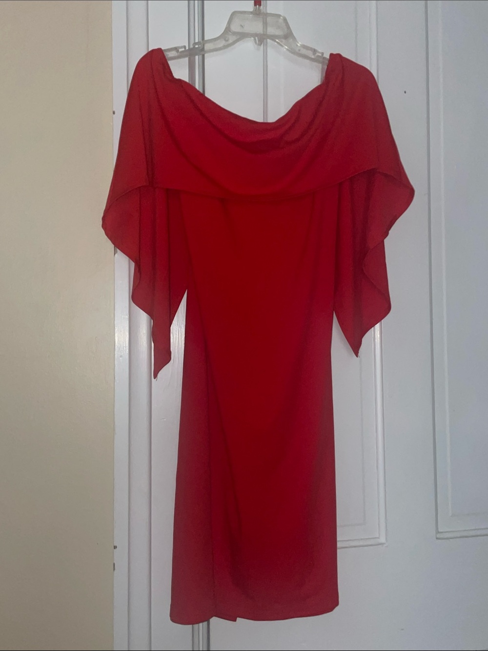 Grace Karin Red Off-Shoulder Midi Dress with Flutter Sleeves